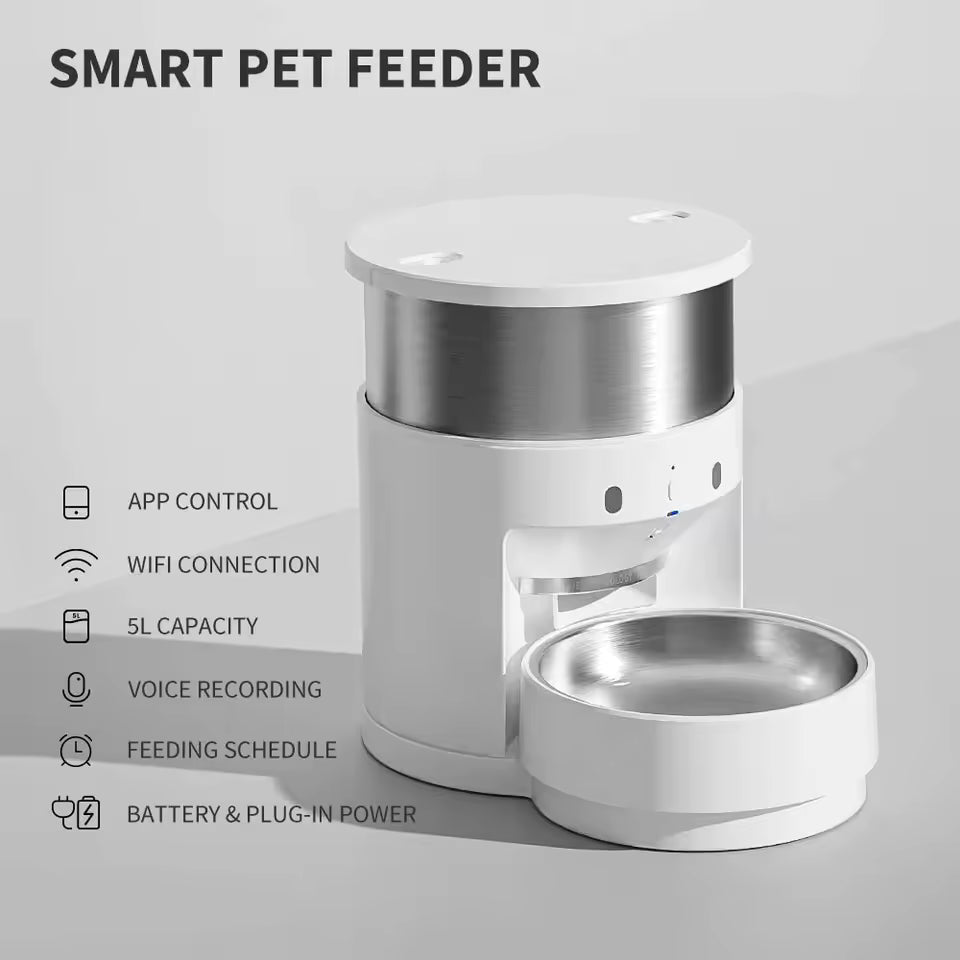 Distributeur automatique intelligent de croquettes pour animaux.