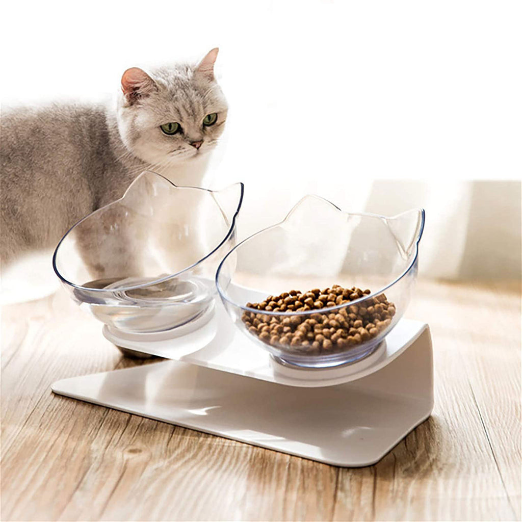 Double bol  avec support surélevé pour chats et chiens.